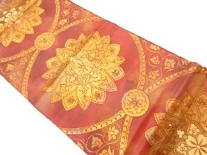 変わり華紋に花唐草模様織出し袋帯